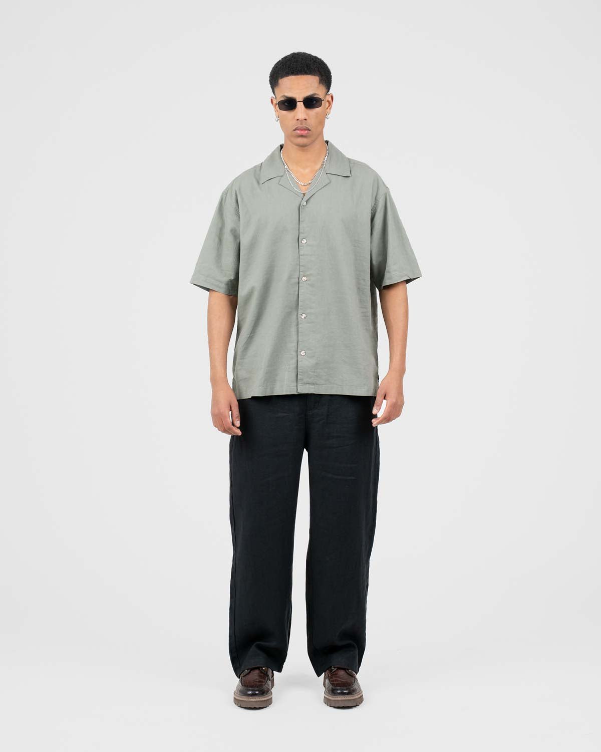 Baggy 100% hørbukser Sort | Skagen - clothing.dk